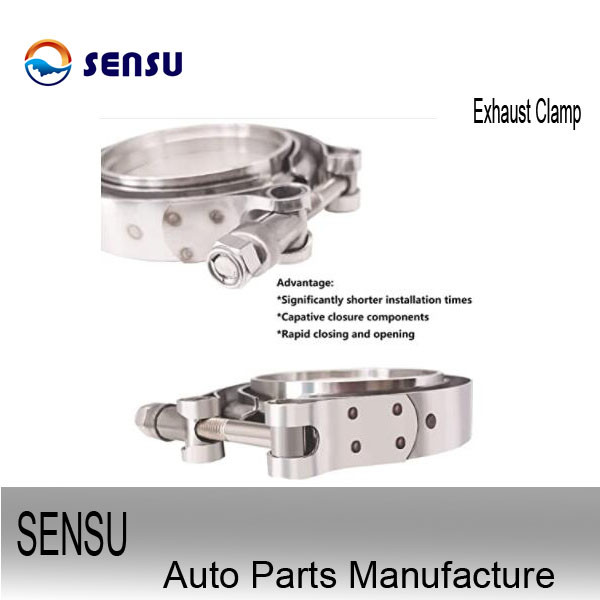 Silver Color 1.75 V Band Clamp SS304 T Bolt Exhaust Clamp Anti Corrosion