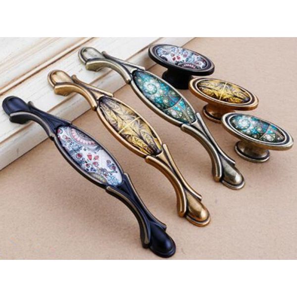 Gold Plated Ceramic Kitchen Cabinet Knobs / Closet  Porcelain Handles T Bar Pulls  Furniture Fittings