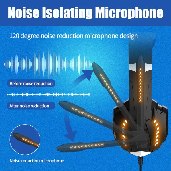 Waterproof USB Noise Canceling LED Gaming Headset Headphone With Mic For XBOX PS4