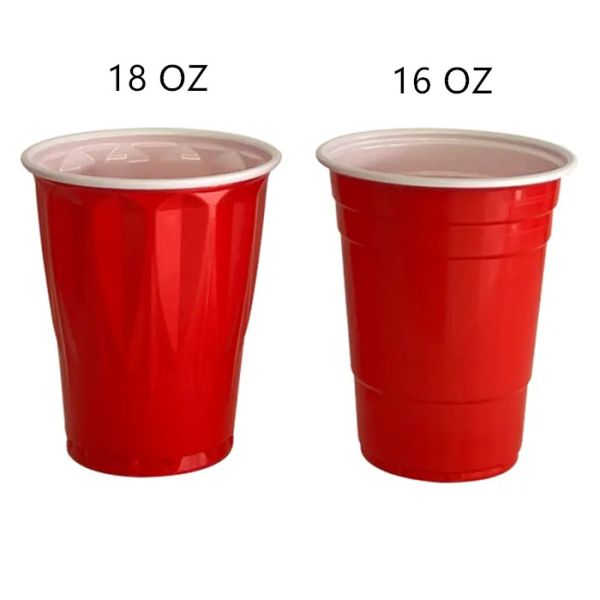 18 OZ PS Disposable Plastic Cups Red Ping Pong Cups Wedding
