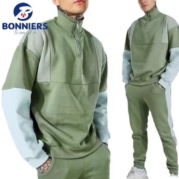 OEM/ODM Winter Tracksuits New Arrival 1/4 Zip Fitted Unisex Sweatsuits Tracksuit Wholesale Sweat Suit Men