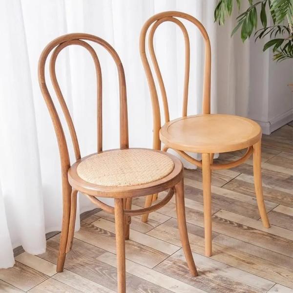 Modern Rattan Dining Chair Solid Wood Frame Custom Colors