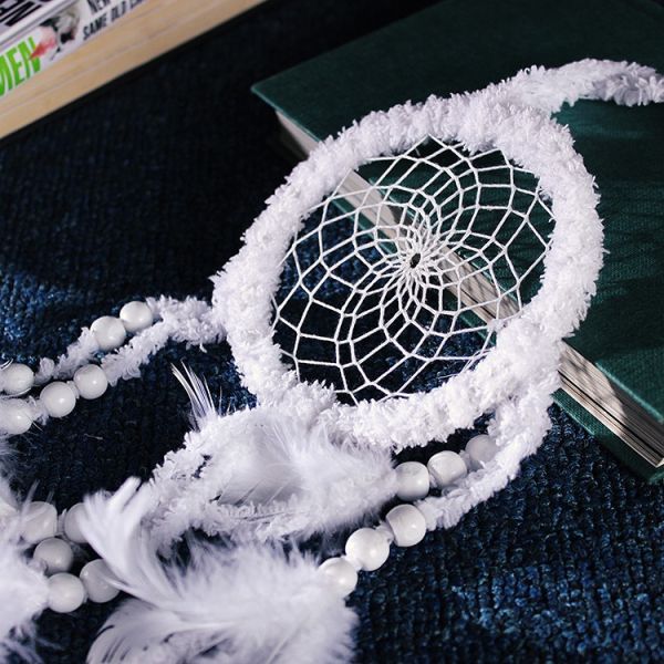Circular Purple Handmade Dream Catcher Net With Feathers Wall Hanging Decoration Decor Craft Gift Wind Chimes for Home