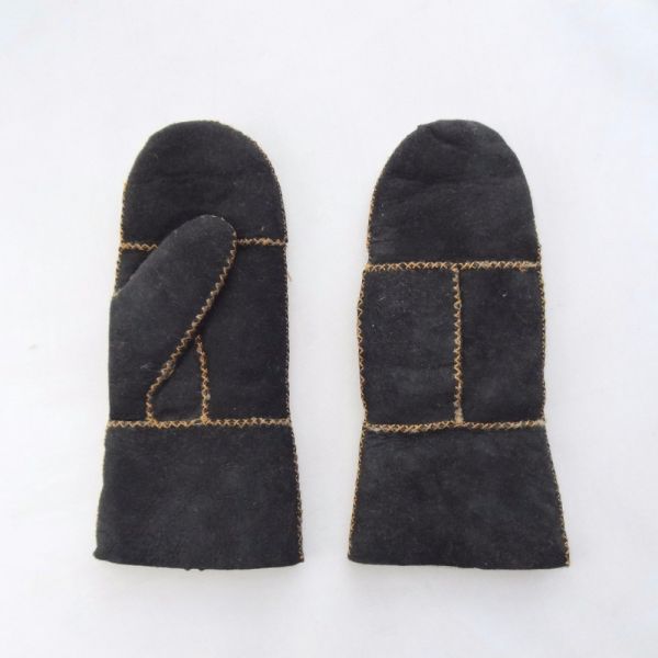 Shearling skin mittens double face leather women fur mitten