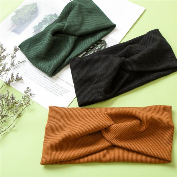 hair band accessories elastic pure color knitted wide hair bands women face wash sports headband wholesale