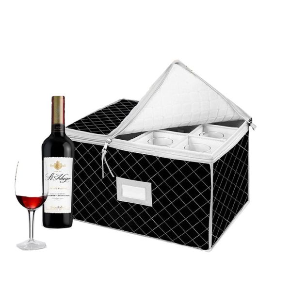 Premium Stemware Storage Case with Divider for Wine Glasses, Champagne , Glassware Container, Organization Box