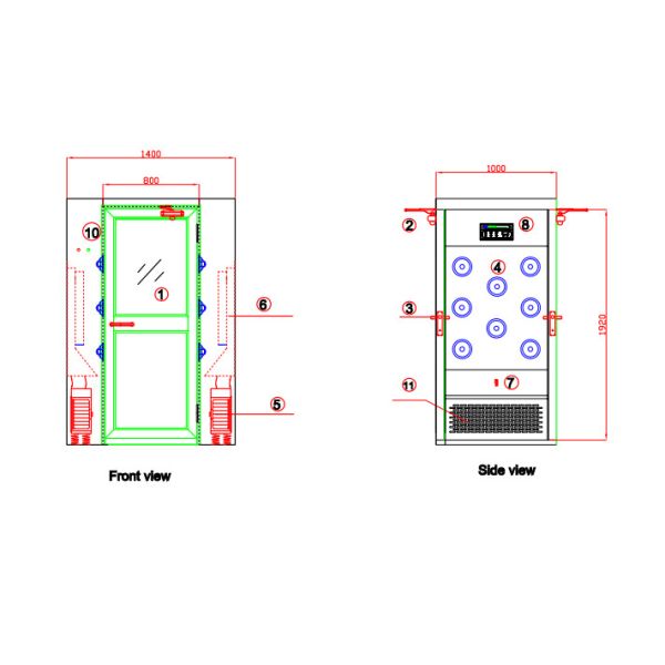 High Standard Automatic Stainless Steel Air Shower One Peronal With Exit Door Locked