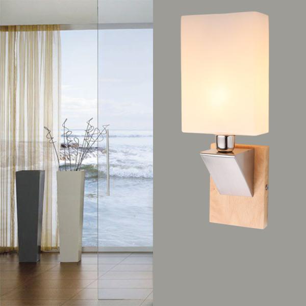 100-240v Korean style wood lighting fixture natural wood Satin nickel finish wall lamp