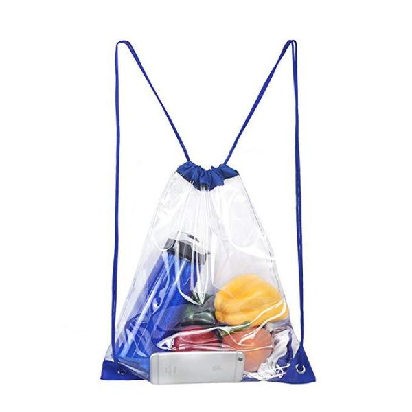 Custom Printed Waterproof Transparent PVC Clear Backpack Drawstring Pouch Bag for Gifts