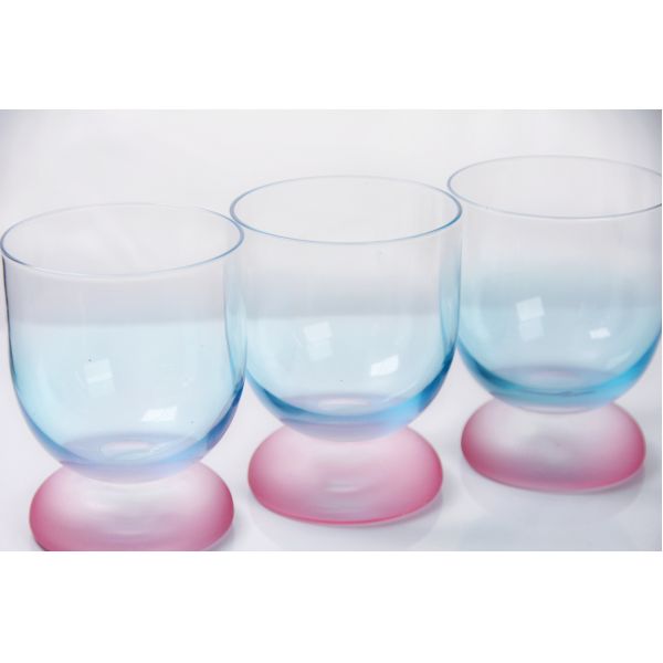 Handblown Crystal Wine Glass Goblet with Two-color Gradient Frosted Base and 300ml Capacity for Wine Cocktail and Home Decor