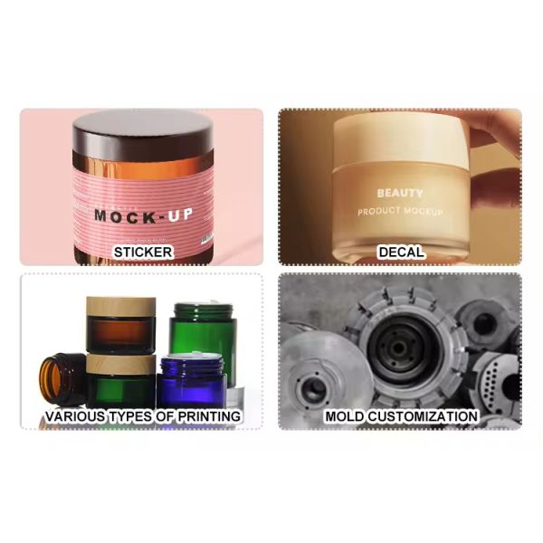 Косметика Крем для лица Стеклянная банка 50 мл и стеклянная упаковка Круглая стеклянная бутылка с морозом Качество на заказ 5г 10г 15г