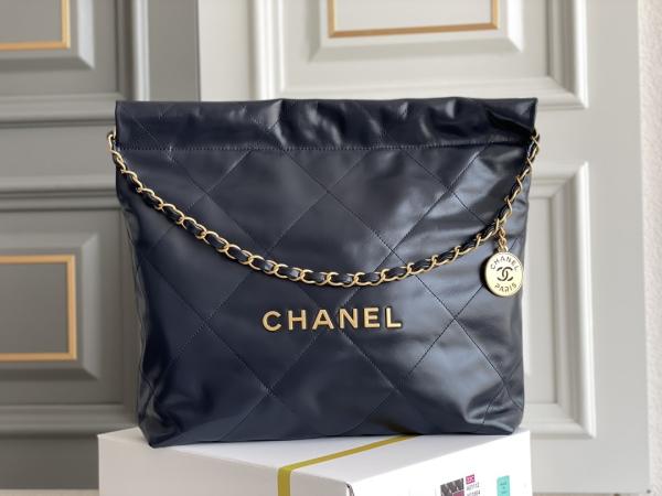 marinha Chanel 22 da pele de bezerro 22S ODM pequeno da bolsa do saco de lixo”