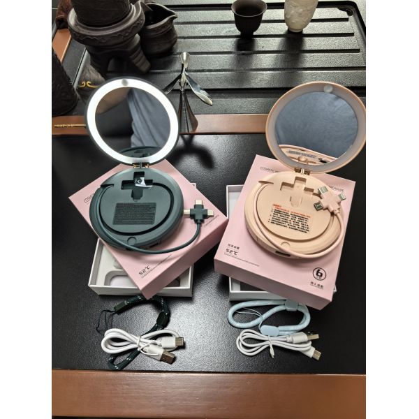 3 In 1 Mirror Power Bank 5000mAh Detachable Cable Portable Wired Hand Warmer Function Fast Charger