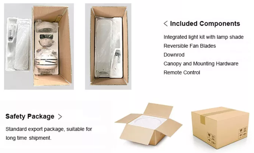 Energy Saving 52Inch Indoor Electric Motor Cooling Fan 4 Blades Ceiling Fan With Lights