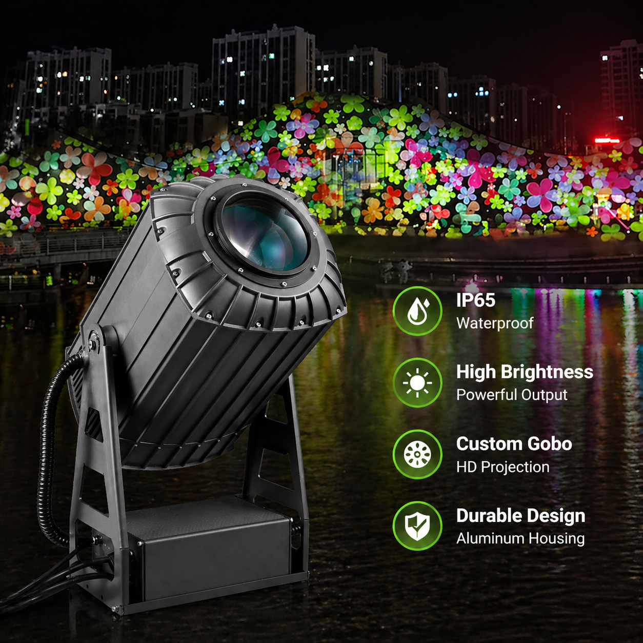 High Power 600W LED Zoom Gobo Projector Outdoor Waterproof Logo Projector Light