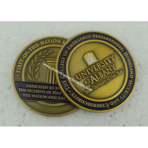 Antique Gold University Personalized Coins , Brass Stamped Soft Enamel Military Challenge Coin
