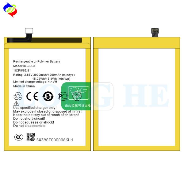 Tecno Camon I Twin/IA7 BL-39GT Bateria recarregável amarela Substituição 4000mAh Telefone