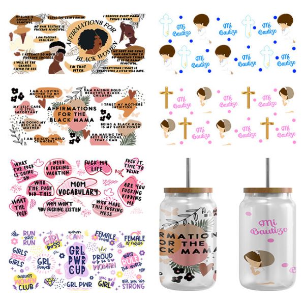 Decal UV DTF Transfer Film Sticker For 40oz 16oz 20oz Glass Cup