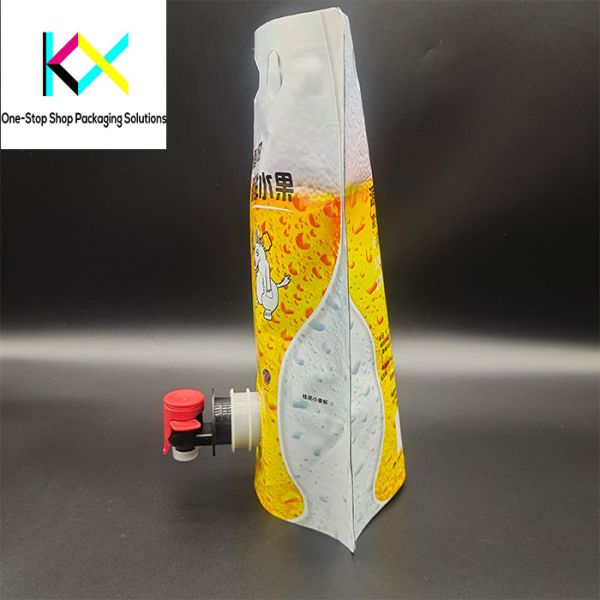 1L Aluminum Foil Beer Liquid Vacuum Packaging Bags Plastic Spout Pouch With Tap