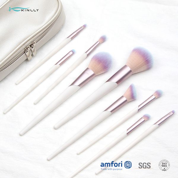 Белый макияж 100% Vegan 9PCS чистит набор щеткой перемещения