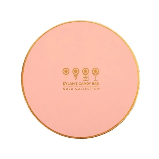 Silver Foil Stamping 200gsm Candy Round Cardboard Gift Box Golden Rim