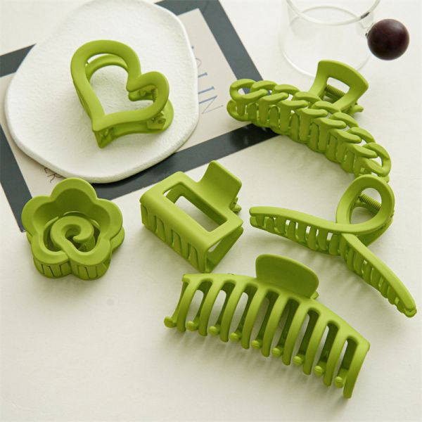Summer mint green flower heart resin grasping hair clipper accessories cross hollow hair clip hair long shark clip