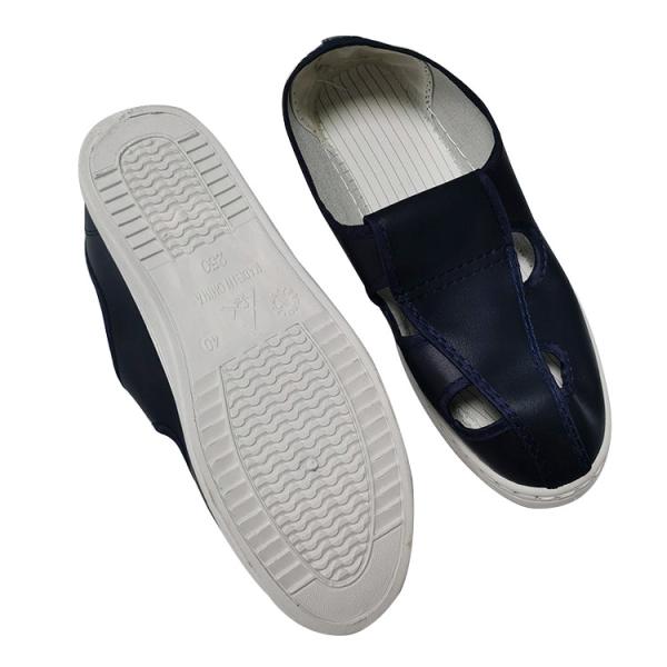 Anti Static Protection PVC ESD Safety Shoes Four Holes Navy Blue