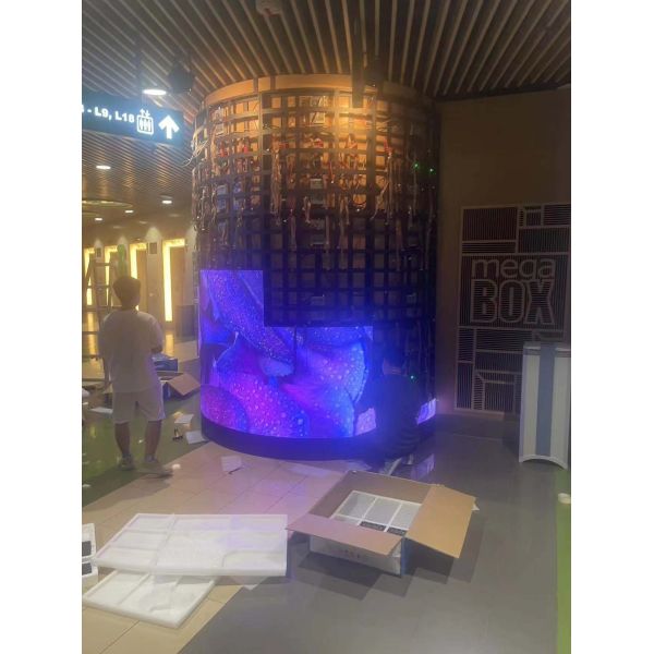Soft P2 Curve Indoor Fixed Led Screen Cylinder Wall In Shopping Center Advertising