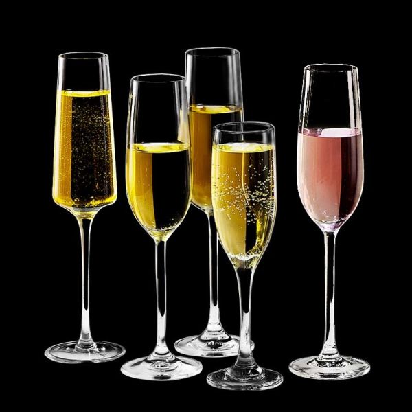 Clear Bulk Glassware Hand-Blown Crystal Champagne Flutes 7.5oz (Set of 6) for Hospitality/Gifting