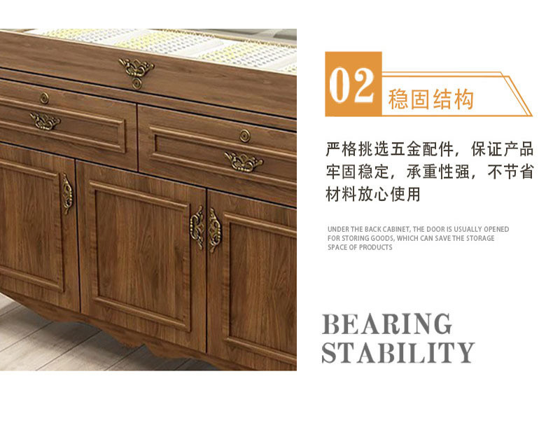Wooden Rustic LED Display Counter Glass Solid Wood Display Shelf Counter for Retail