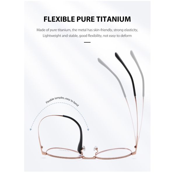 Women Men Titanium Frame Glasses Retro Round Clear Lens Eyeglasses