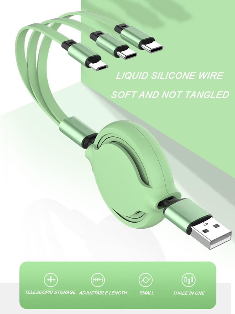 Extendable 3 в 1 8Pin данном по USB Chargeing привязывают мягко материал PVC