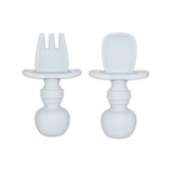Eco Friendly Silicone Baby Forks Spoons With 48 Gram Weight And Size 9.5x9.5x4 Cm
