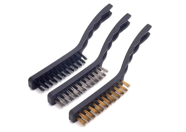3Pcs Mini Wire Brush Set With Stainless Steel Brass and Nylon Bristles