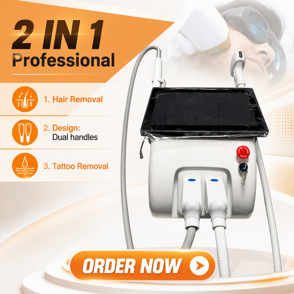 2 in 1 Picosecond Pico Laser Tattoo Removal 3 Wavelength Diode Laser Permanent Hair Removal Machine