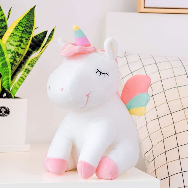 Lazada Unicorn Stuffed Animal Plush Toys Girls Gifts with Rainbow Wings White 12 Inches