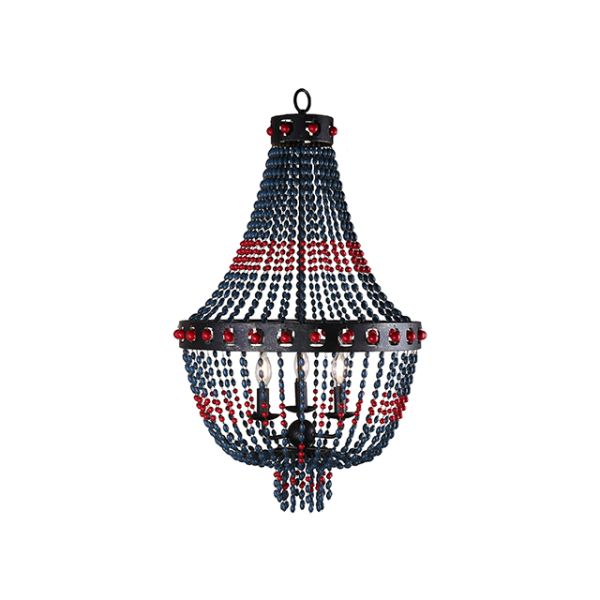 Blue aged wood beaded chandelier for home decoration（WH-CI-18)