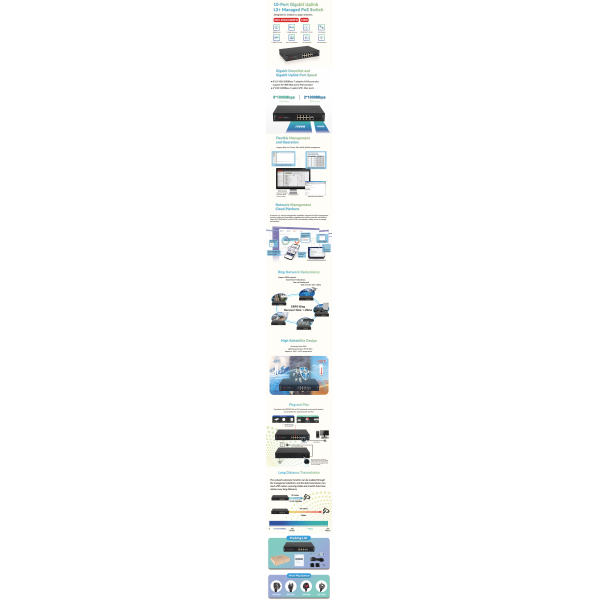 10 Port Gigabit Managed PoE Switch With 30W Per Port And 20Gbps Switching Capacity