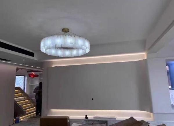 Tout le cuivre léger luxe marbre naturel créatif nouveau modèle chinois salon salle à manger lustre circulaire