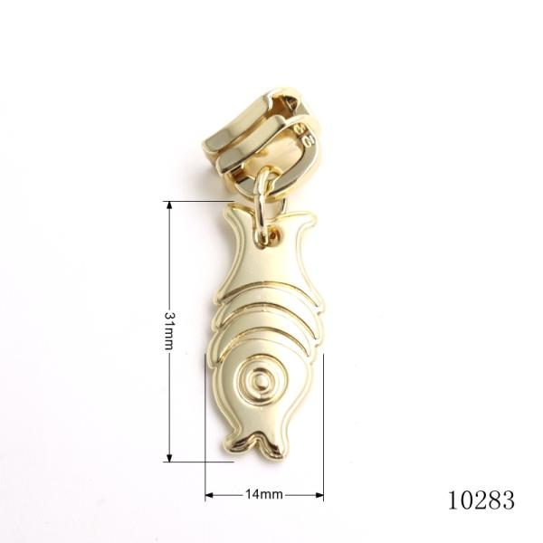 Zinc Alloy Metal Zipper Puller 3D Zipper Pull Charms Gold Fish Design
