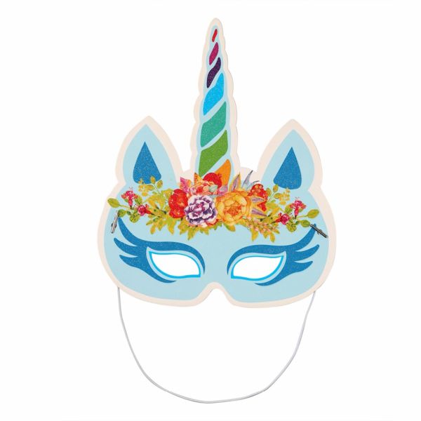 Party Rainbow Unicorn Paper Mask For Kids Glitter Surface Finishing