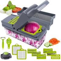 14 em 1 lâmina de aço inoxidável de Chopper With 8 vegetais multifuncionais