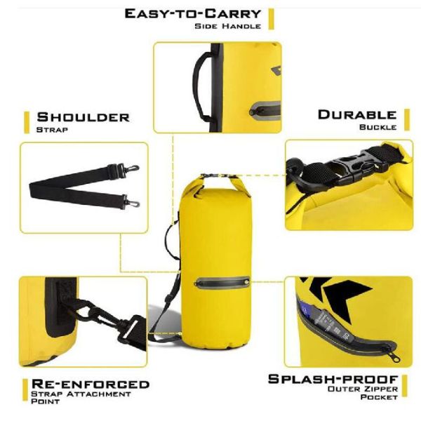 сумка кармана PVC 20L 500D застегнутая на молнию фронтом водоустойчивая сухая для гребли