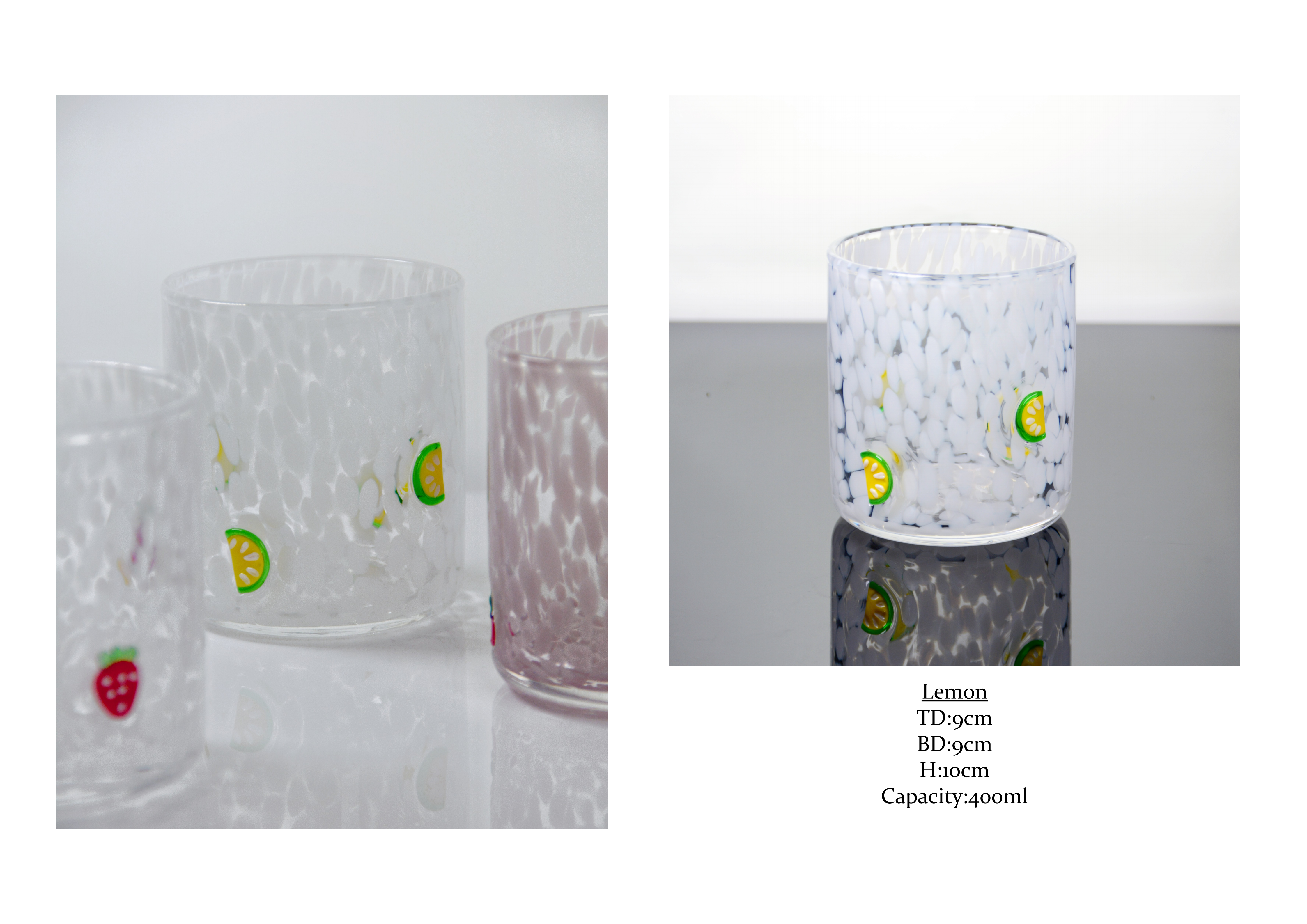 Tumbler Drinking Glasses hand crafted with dreamy confetti patterns and fruity designs that bring joy to your table setting