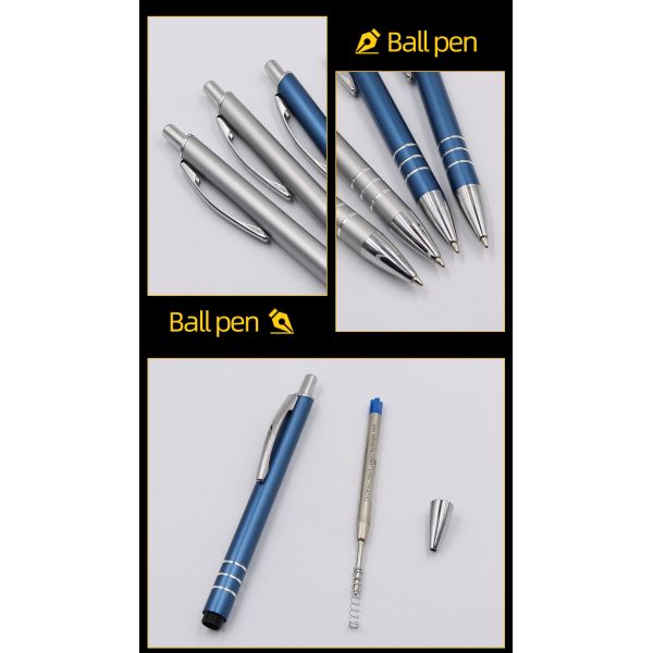 Bureau d'affaires stylo à bille en aluminium lisse avec logo personnalisé
