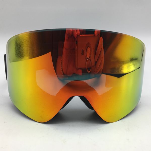 3 Layers High Density Foam Orange Customizable Ski Snow Goggles for Men and Women
