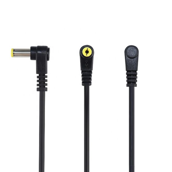 90 Degree Angle Male DC 2.1x5.5 Barrel Jack to Open Stripped Tinned Wire Bare End Cable