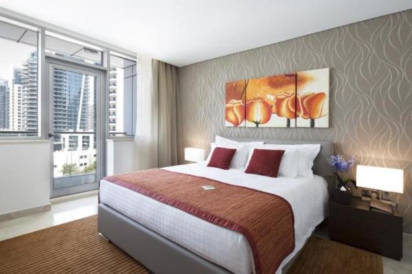 Takeo furniture factory do hotel bedroom furniture fabric bed with wood headboard and Lounge chairs