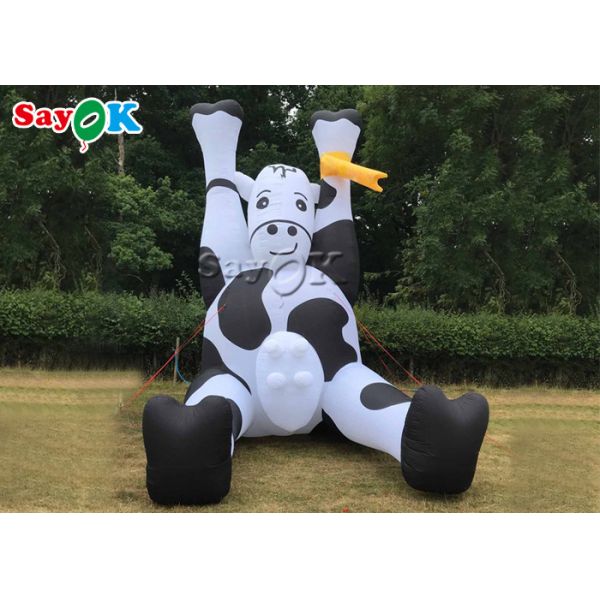 Blow Up Cartoon Characters PVC Tarpaulin Lifesize Inflatable Milk Cow For Farm Decoration
