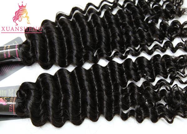 Deep Wave Virgin Human Hair Extensions , Silky Virgin Unprocessed Peruvian Hair